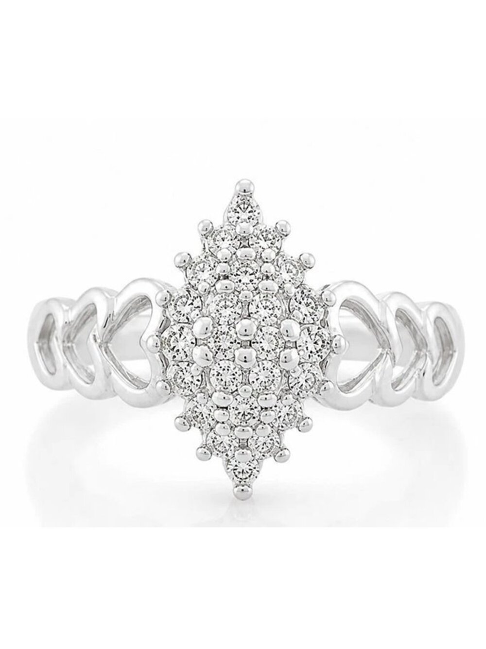 Genuine 0.50 Cts Diamonds Ring Solid 10k White Gold